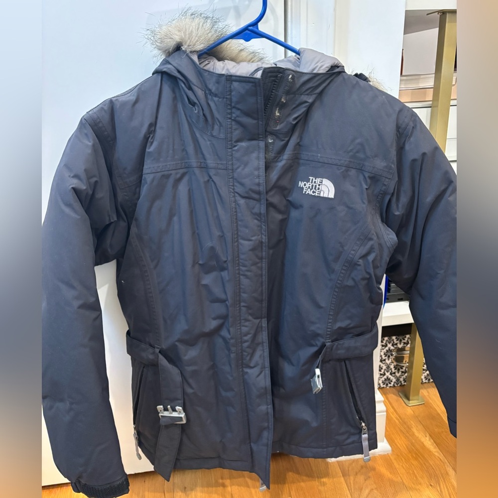 North Face Parka - winter jacket, hooded with belt  - Girls Youth L